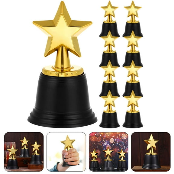 WHAMVOX 1Pcs Golden Star Shaped Plastic Trophy For Rewarding Winners Elegant Design