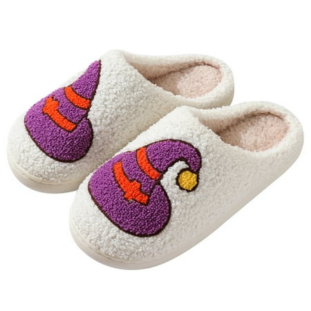 

Nitouy Halloween Wizard Hat Plush Slippers Closed Toe Slippers Comfortable Flat Thermal Slippers Anti Slip Fluffy Couple Slippers for Outdoor Indoor Bedroom