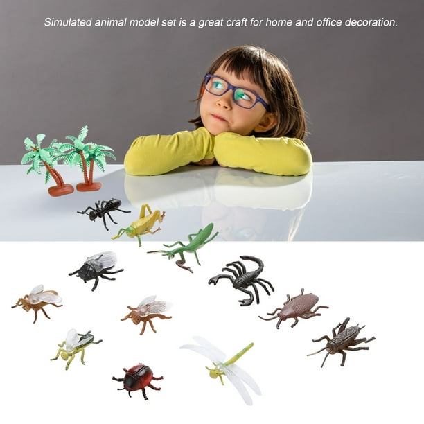 Qiilu 12pcs / Set Jouet Modèle d'Insecte en Plastique Souple Apprentissage Éducatif pour les Tout-Petits Enfants Cadeau, Ensemble de Jouets Modèle d'Insecte, Jouet pour Enfants