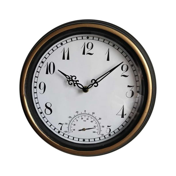 Reloj de pared resistente al agua con reloj redondo de con pilas de 12 "para jardín