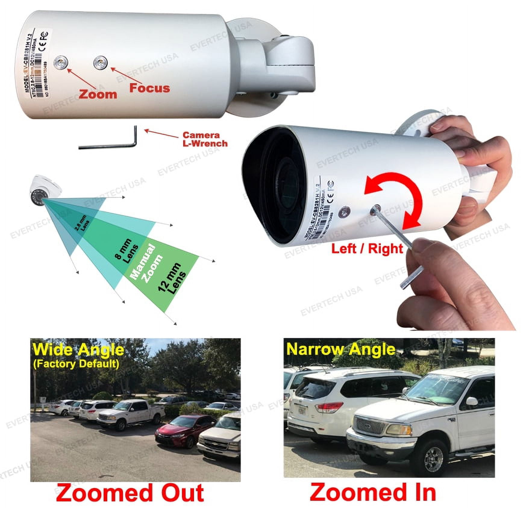Evertech 1080p Bullet Security Camera Set with 25ft pre-Made Cable and 1000mA Adapter