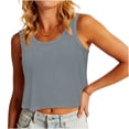 thumbnail image 6 of Feancey Women's Crop Tank Tops Loose Fit Sleeveless T-Shirts Solid Color Casual Workout Tank Top Dressy Trendy Going Out Tee Tops Gray S, 6 of 7