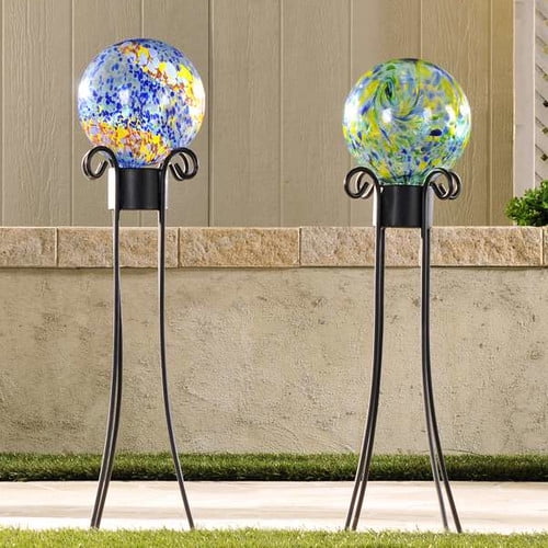 Giftcraft 708673 28. 5 x 30 inch Metal Gazing Ball Stands, Black Set