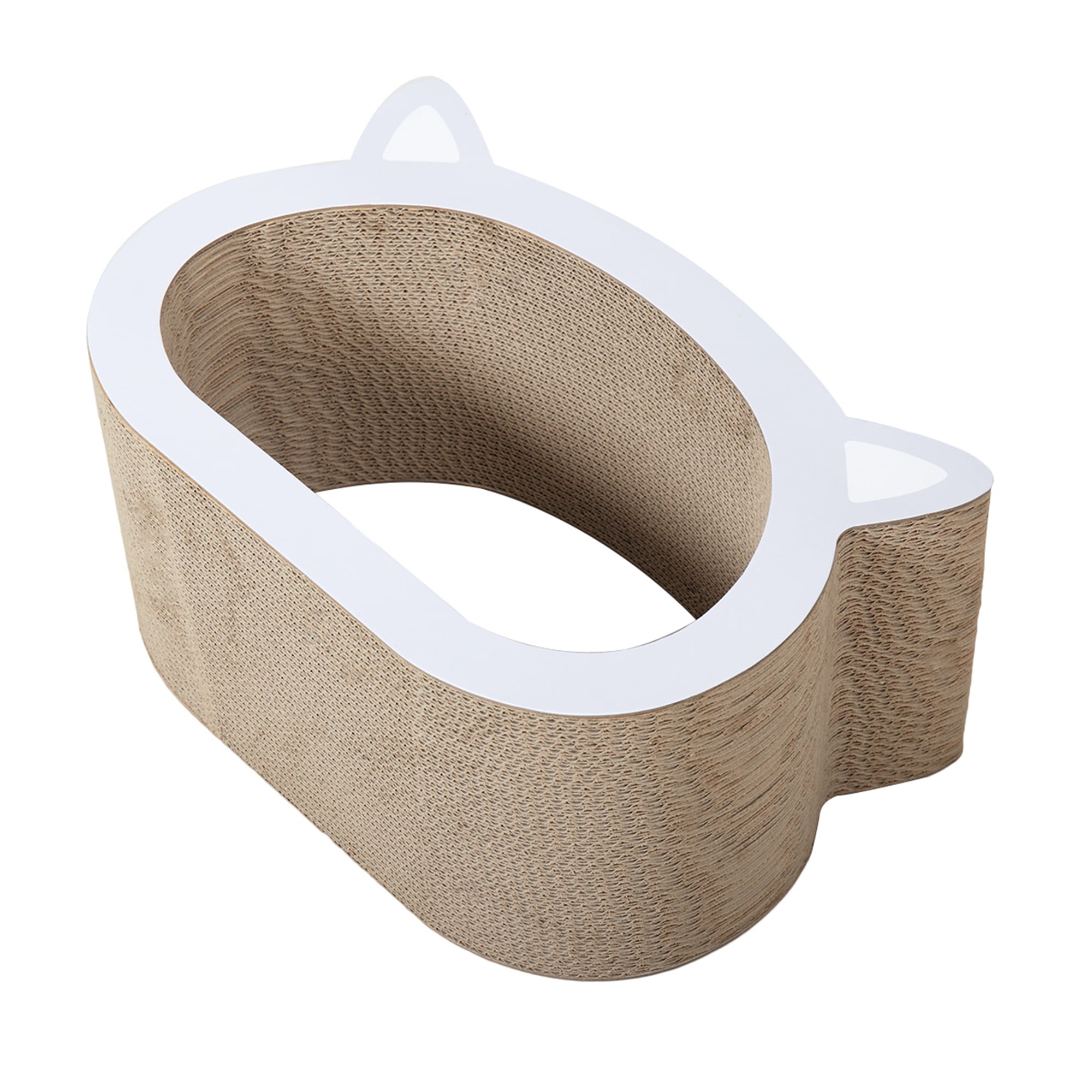 resenkos 18" Cat Scratcher Lounge, Cat Scratching Pads Cardboard for Indoor Cats, Scratch Pad with Catnip, Cat House Bed Couch, Beige