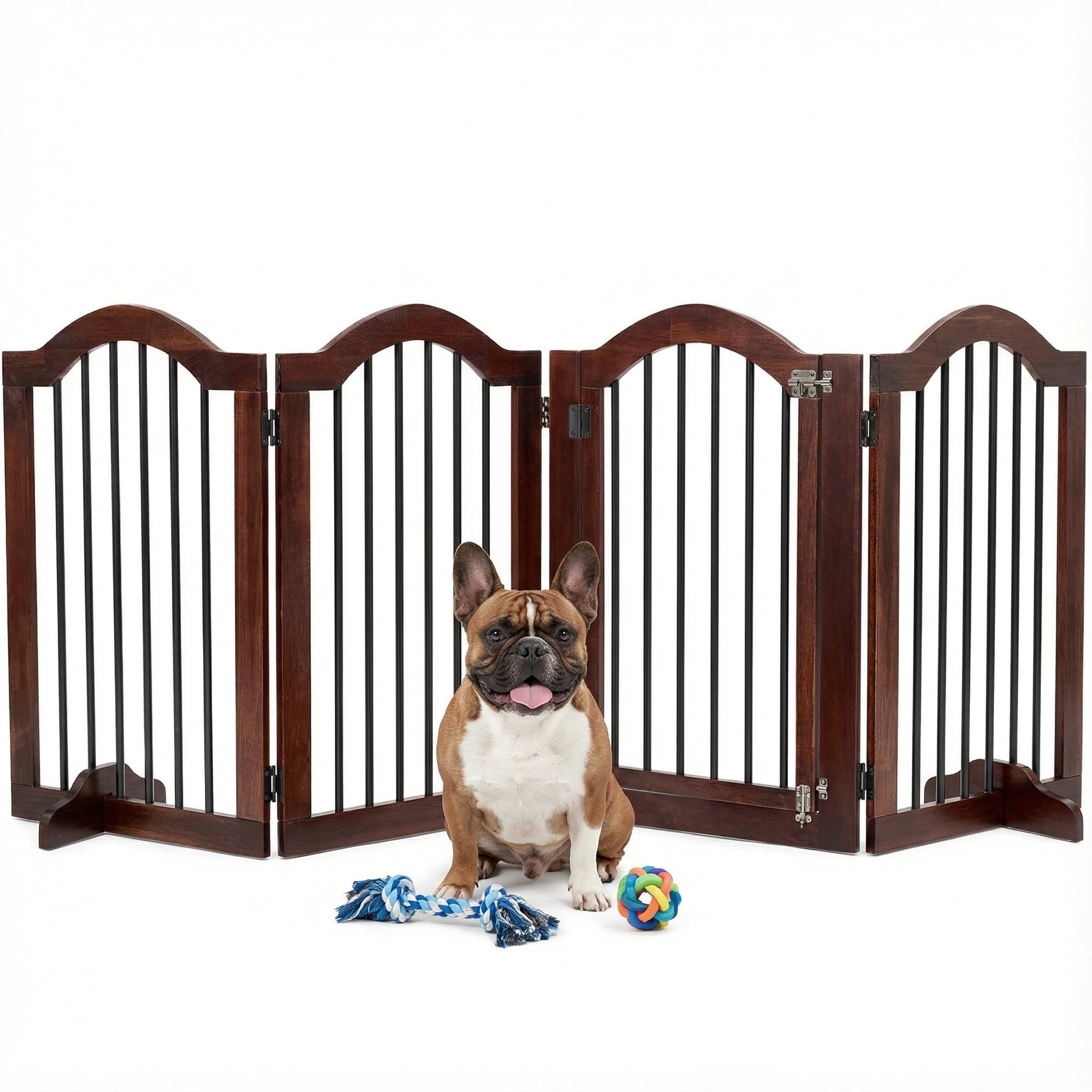 TrumanPick Free Standing Foldable Dog Gate with Door 96" W x 30" H