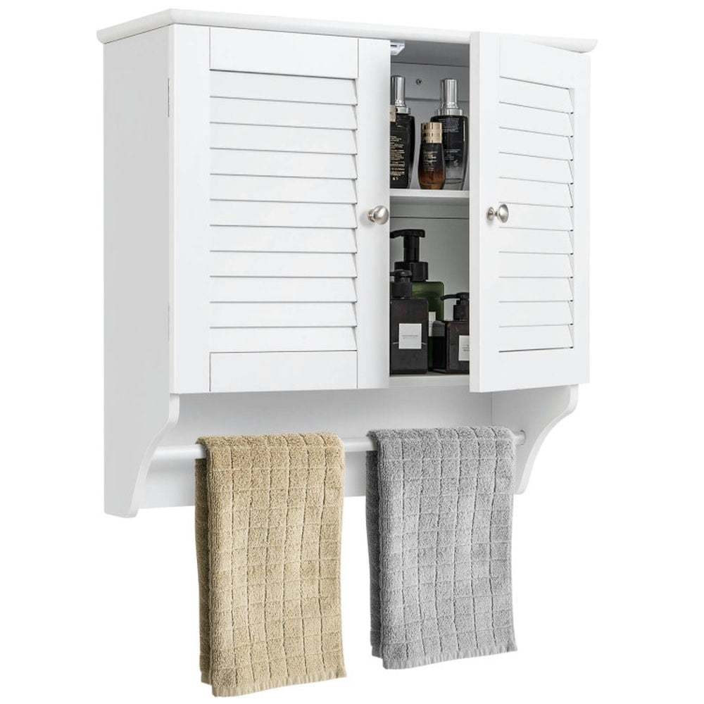 Finihen Bathroom Wall Cabinet, Wall Mounted Bathroom Cabinet, Medicine Cabinet, Bathroom Medicine Cabinet with Height Adjustable Shelf and Towels Bar, for Bathroom, White Finihen Bathroom Wall Cabinet, Wall Mounted Bathroom Cabinet, Medicine Cabinet, Bathroom Medicine Cabinet with Height Adjustable Shelf and Towels Bar, for Bathroom, White