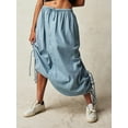 thumbnail image 2 of Cenuakty Women Summer Cargo Skirt Casual Solid Colors Loose Elastic Drawstring Skirt with Pockets for Beach Streetwear, 2 of 6