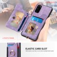 thumbnail image 2 of Nalacover For Samsung S20 Case Ring Holder Kickstand with Credit Card Holder, Back Flip Premium Leather Magnetic Clasp Removable Wirst Hand Strap Cover for Samsung Galaxy S20, Purple, 2 of 15