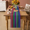 thumbnail image 2 of Mexican Style Table Runner - 108 Inch Long Colorful Mexico Stripes Purple Yellow Green Cotton and Linen Blended Dress Scarves Farmhouse Table Runner for Kitchen Dining, Coffee Table, 13" x 108", 2 of 8