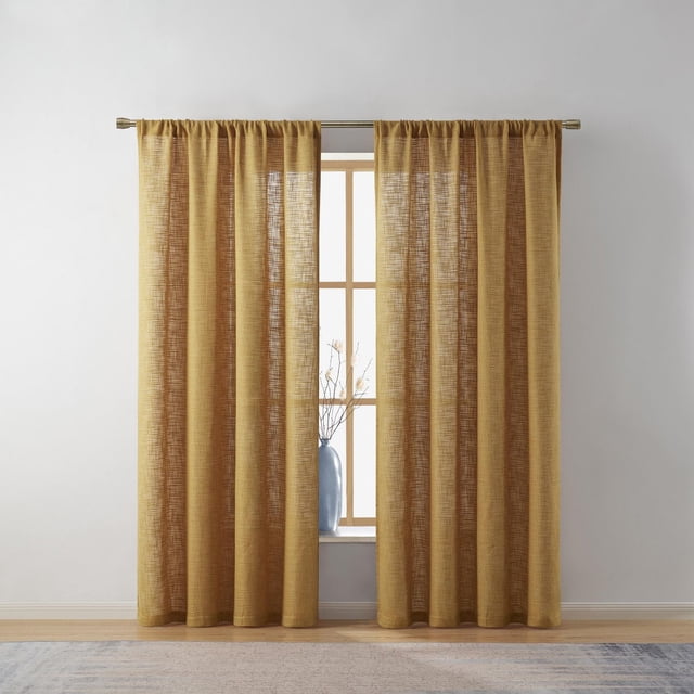 Better Homes & Gardens Woven Slub Light Filtering Window Curtains Panel, 52" x 84"