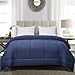 thumbnail image 2 of Blue Ridge Couette Réversible Bicolore en Microfibre pour la Maison, Alternative au Duvet, Toutes Saisons - Rembourrage en Polyester Hypoallergénique, Lit Simple, Bleu Marine - Bleu Lt., 2 of 4