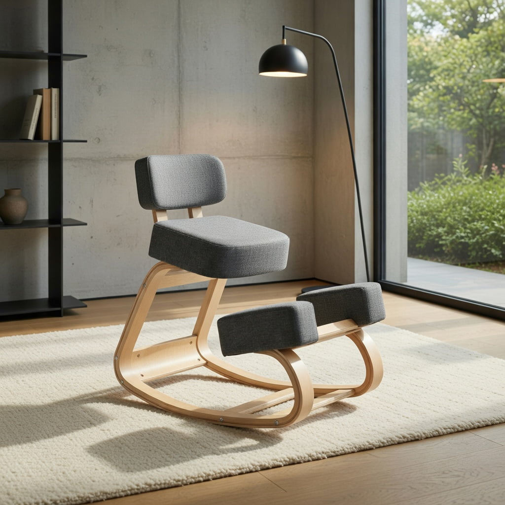 Demi Bonn Ergonomic Kneeling Chair Rocking Office Desk Stool Upright Posture for Home, Bedroom, Study, Gray