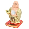 thumbnail image 3 of Smiling Buddha Statue, Environmentally Friendly Bright Colors Lucky Solar Maitreya Buddha Statues Head Swing Light Sensing  For Home, 3 of 8