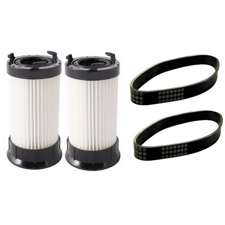 2 Eureka DCF4 DCF18 Washable Vacuum Filter + 2 U Belts 61120D 62132 63073 (Best Hang On Filter)