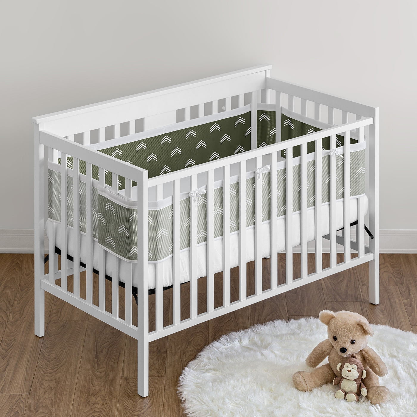 Sweet Jojo Designs + BreathableBaby Diamond Tuft Hunter Green Boy, Girl, Unisex/Gender Neutral Breathable Mesh Crib Liner