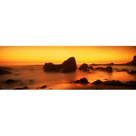 Rock formations on the coast Laguna Beach Orange County California USA Canvas Art - Panoramic Images (6 x