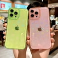 thumbnail image 5 of Compatible for iPhone 14 Pro Max Clear Case, Cute Glitter Heart Rainbow Laser Holographic Bling Pattern Case for Women Girls Soft TPU Shockproof Camera Protective - Fluorescent Green, 5 of 11