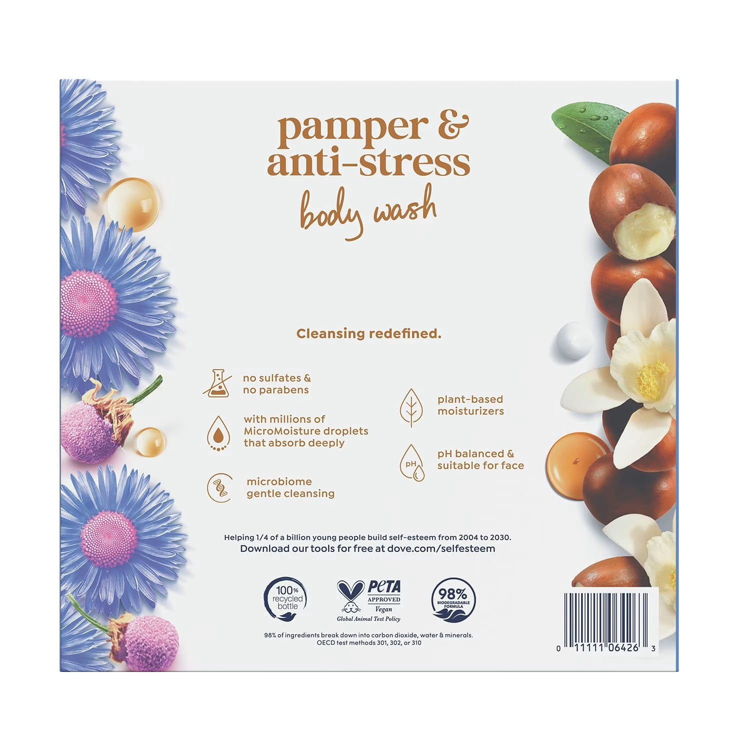 Dove Pamper & Anti-Stress Body Wash, 30.6 Oz, Pack of 2