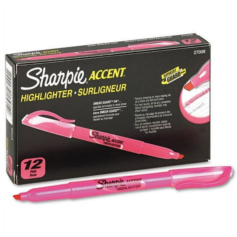 Pocket Style Highlighters, Fluorescent Pink Ink, Chisel Tip, Pink Barrel, Dozen Pocket Style Highlighters, Fluorescent Pink Ink, Chisel Tip, Pink Barrel, Dozen