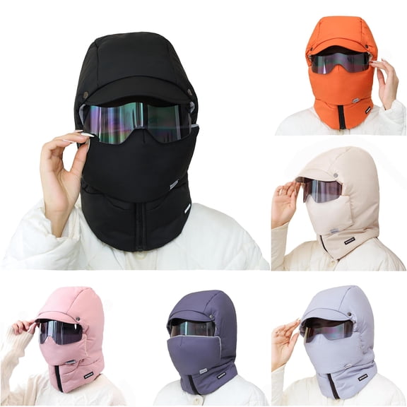 XIAOCHA Goggle‑Fit Balaclava for Women Padded‑Shell Fall‑Winter Hood,Black