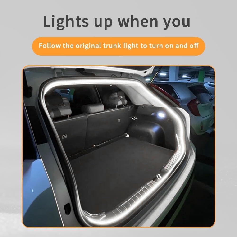 Rear Trunk LED Light Strip for Tesla Model Y Juniper 2021-2025 - Silicone Rear Trunk Accessories with Magnetic Induction Switch, Waterproof Ambient Light (DC 15V, Cool White)