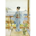 thumbnail image 2 of Stern, Anton Alois 18x24 Black Ornate Wood Framed with Double Matting Museum Art Print Titled - Geisha Standing On a Balcony, 2 of 4