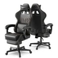 thumbnail image 5 of SOONTRANS Gaming Chair with Footrest, Computer Game Chair with Massage Lumbar Support & Headrest, High Back Vintage Office Game Chair for Adults and s, Black, 5 of 9