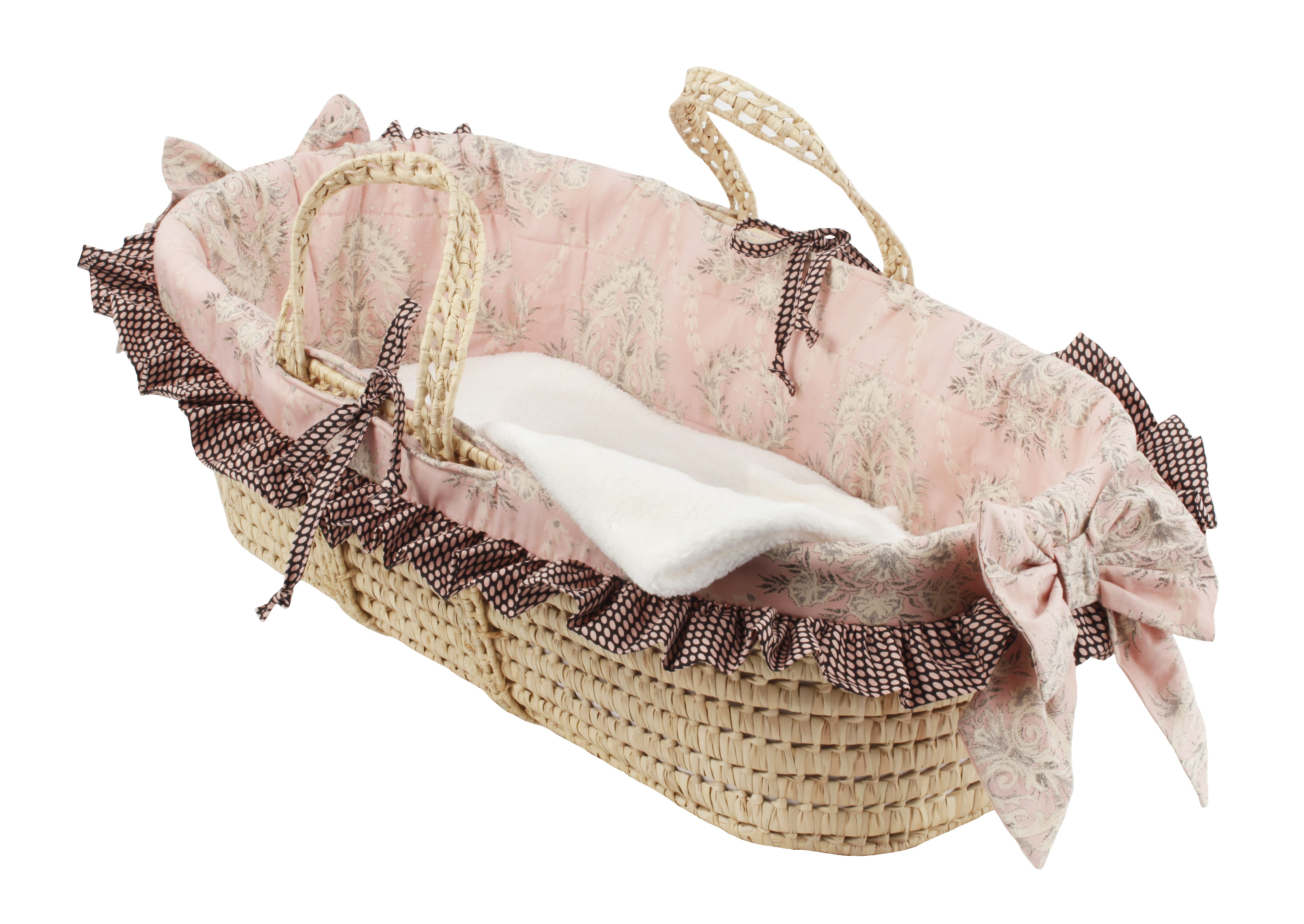 Baby Dolls Luxury Pink Sparkle Moses Basket with Stand Cuddles