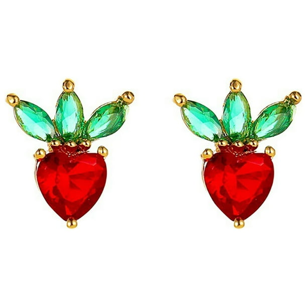 onlyliua para Interior/Exterior Pendientes Pequeños de Fruta Fresca Pendientes de Melocotón Fresa Pendientes