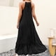 thumbnail image 5 of Vestido De Verano Vestido maxi de mujer Vestido largo de playa suelto con cuello halter irregular bohemio (Negro XL) Cgtredaw para Mujer Negro T M, 5 of 5