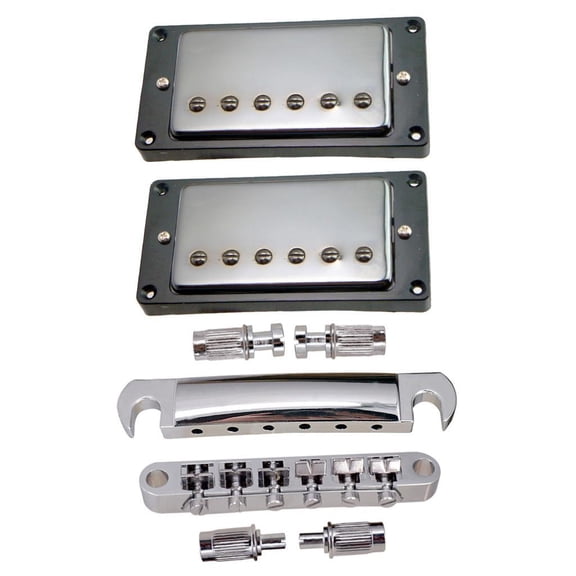 Pack of 2 Double Neck&Bridge Pickups with Roller Saddle Bridge Taiiece