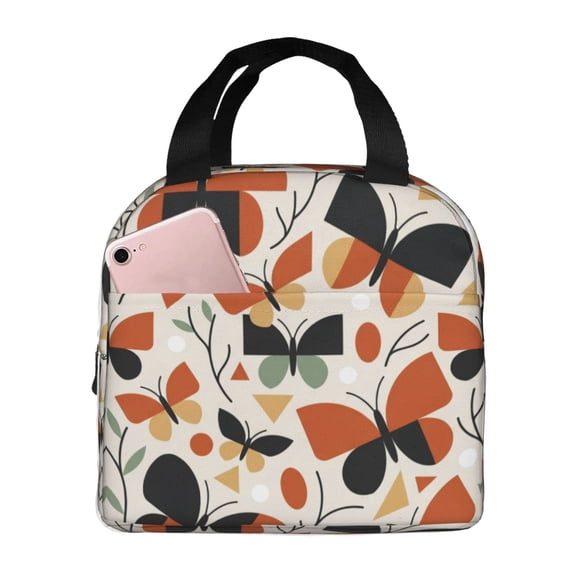 Butterfly Insulated Lunch Bag Reusable Leakproof Thermal Meal Prep Tote With Front Pocket For Women Men Work Office Picnic Beach Travel Daily Cooler Bag
