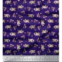 Soimoi Cotton Duck Fabric Dot,Leaves & Periwinkle Floral Printed Craft Fabric by the Yard 42 Inch Wide