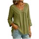 thumbnail image 5 of Neewe Women's Cotton Linen 3/4 Length Sleeve Tops V Neck Pleated T Shirts Loose Fit Blouses Casual Tees 2026 Fashion Clothes, 5 of 8
