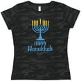 thumbnail image 3 of Inktastic Happy Hanukkah with Blue Menorah Women's T-Shirt, 3 of 5