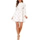 thumbnail image 2 of Vestido de camisa mini floral de manga larga con cuello de solapa y botones para mujer Inspire Chic blanco M, 2 of 7