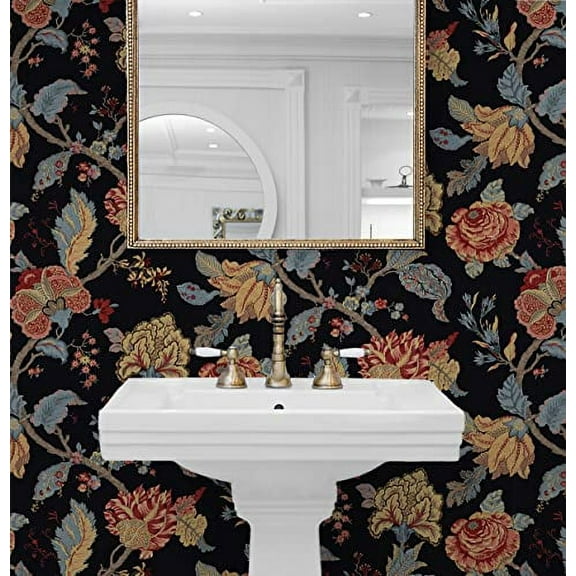 NextWall Kianna Jacobean Floral Peel and Stick Wallpaper (Blush)