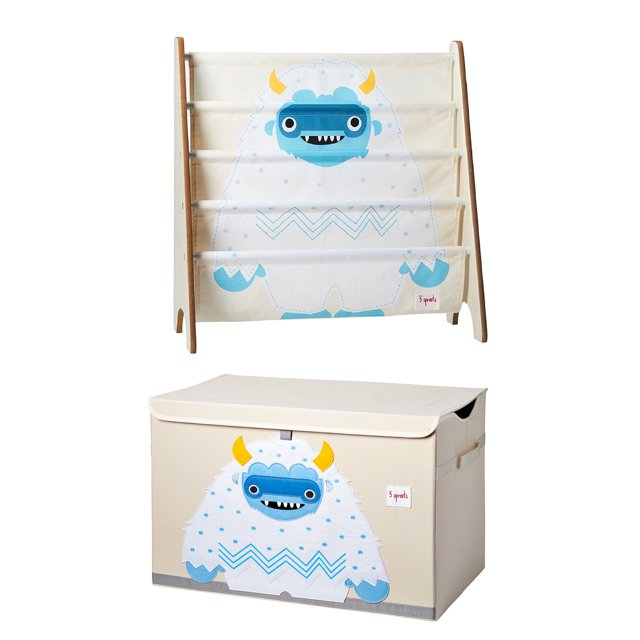 3 Sprouts Poubelle Pliante pour Enfants & Étagères, Yéti