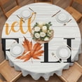 thumbnail image 3 of Round Tablecloth Orange Fall Maple Leaf Waterproof Oil Proof Polyester Table Cloth Cover Decor for Home Dining Outdoor,Patio,Parties, 60" Dia. Vintage Beige Wood Texture Black, 3 of 9