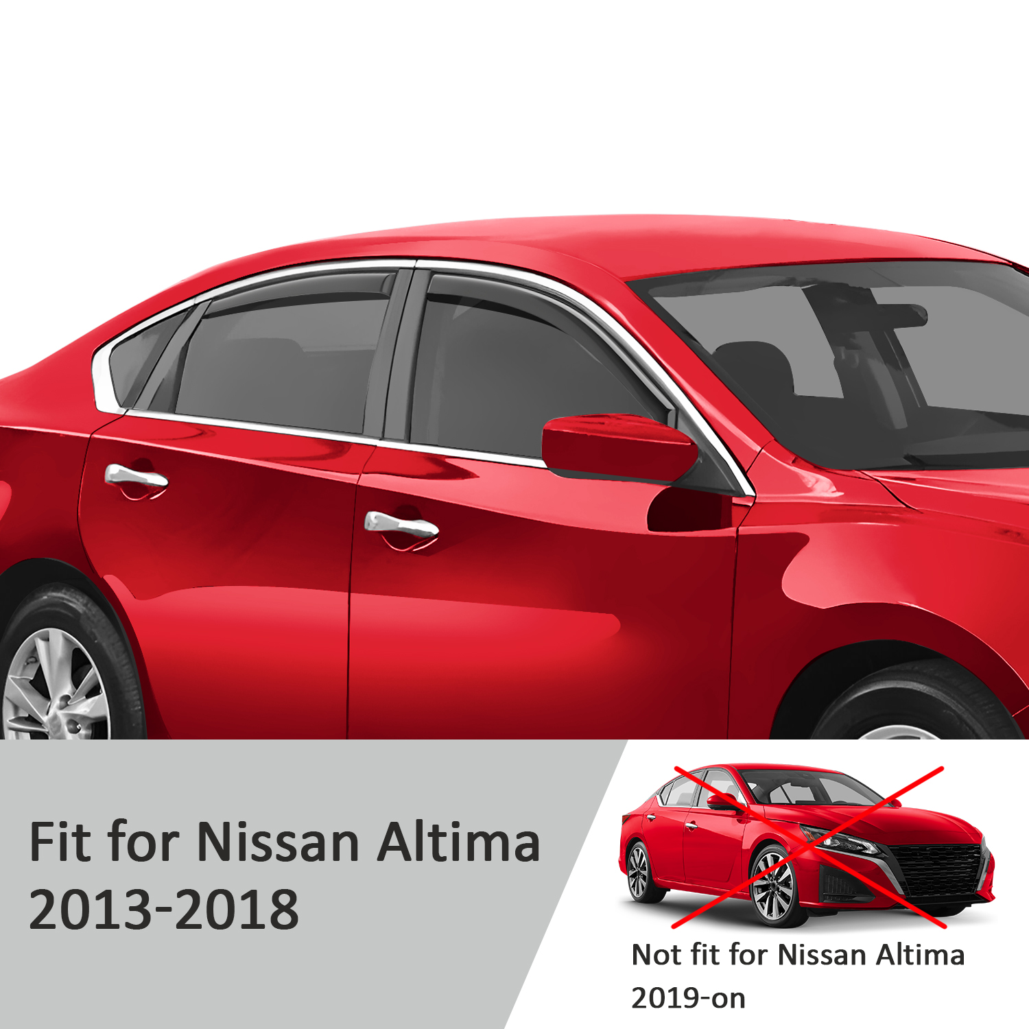 Voron Glass in-Channel Extra Durable Rain Guards for Nissan Altima 2013-2018, Window Deflectors, Vent Window Visors, 4 Pieces - 200713