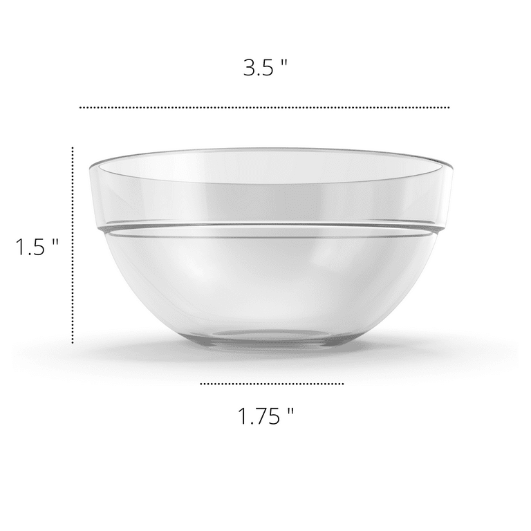 Lartique 24 Small Glass Bowls, 3.5 inch Prep Bowls for Kitchen, Dessert, Dips, Nuts and Candies, Size: 24 Pack, Clear