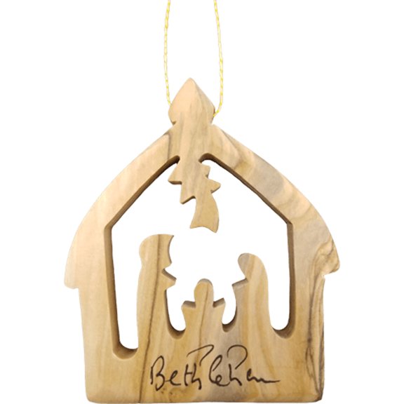 Olive Wood Bethlehem Nativity 3" Ornament