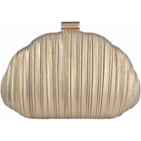 JKCCZLL QWINEE Women's Shell Shaped Clutch Purse Ruched Mini Crossbody Bag Elegant Evening Handbag with Chain Strap,Gold,1