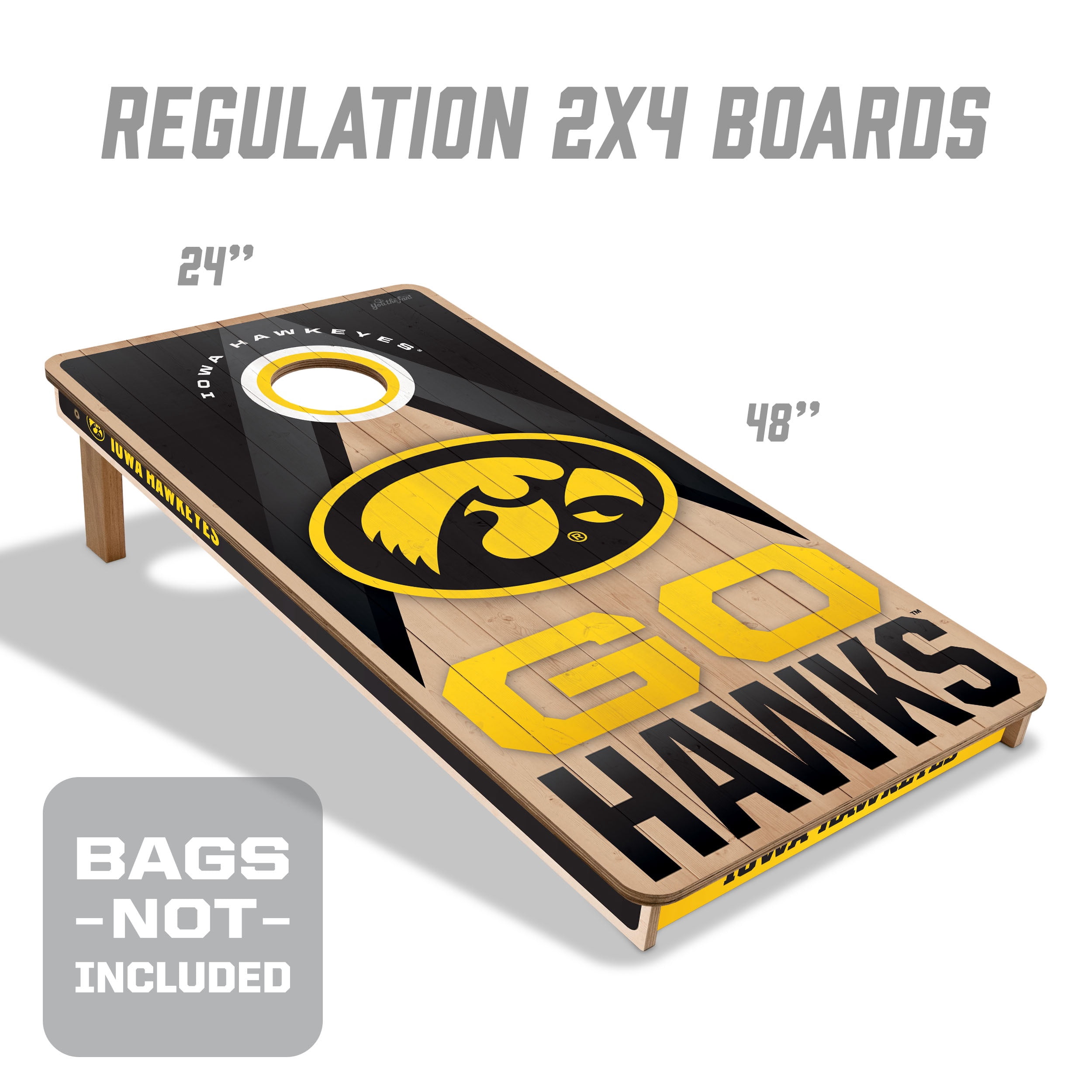 YouTheFan NCAA Iowa Hawkeyes 2X4 Slogan Series Cornhole NO BAGS