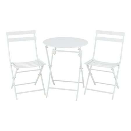 Mainstays 3-Piece White Folding Bistro Table and Chair Set ...