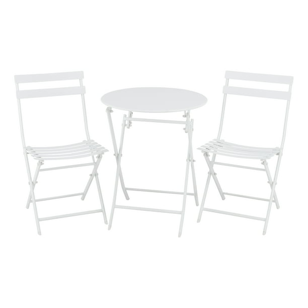 Mainstays 3Piece White Folding Bistro Table and Chair Set