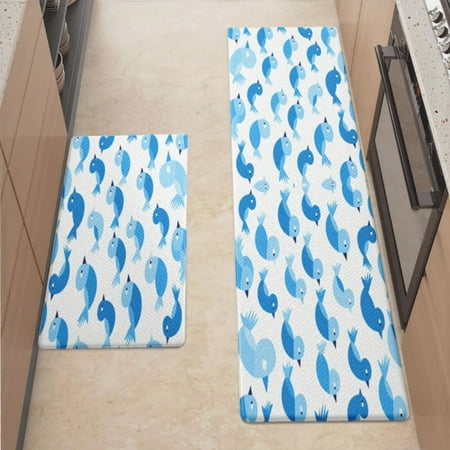 

Anti Fatigue Kitchen Mat Blue Bird Kitchen Rugs Non Slip Cushioned Standing Mat for Sink Floor Laundry Office Desk Ultra 17.3 x 70.8