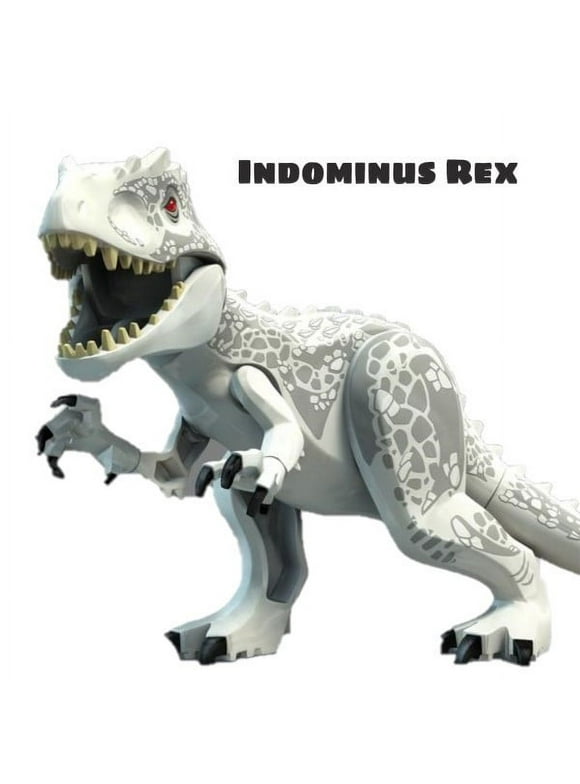 White Indominus Rex 6 inch Tall Building Block Dinosaur