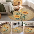thumbnail image 5 of Round Rugs 3Ft, Sunflowers Round Area Rug Washable Indoor Throw Carpet, Farmhouse Vintage Country Floral Plants Small Non Slip Circle Rug for Bedroom Living Room Home Decor Aesthetic, 5 of 8