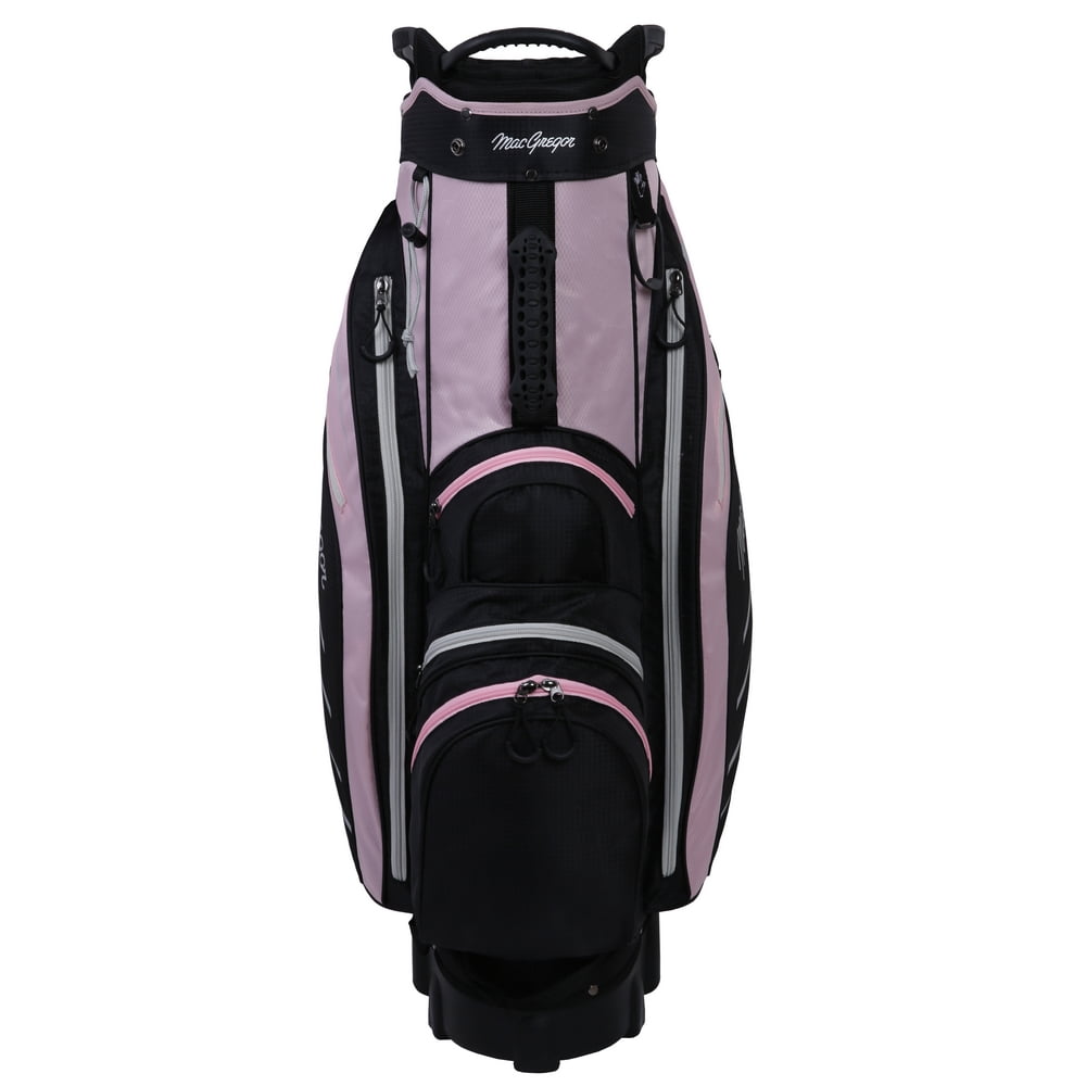MacGregor Golf VIP Ladies Cart Bag with Built In Wheels / Handle, 14 Way Divider, Black/Pink